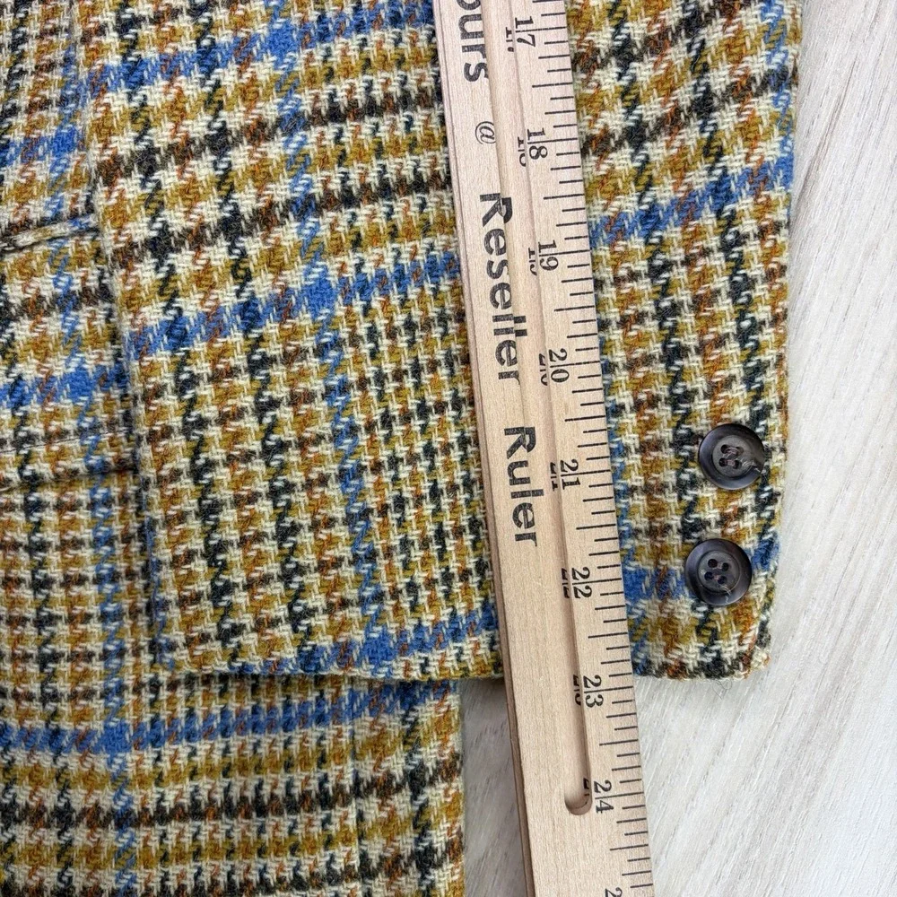 VTG 60s Saks Fifth Avenue British Wool Tweed Prince Of Wales Blazer Mens 40R